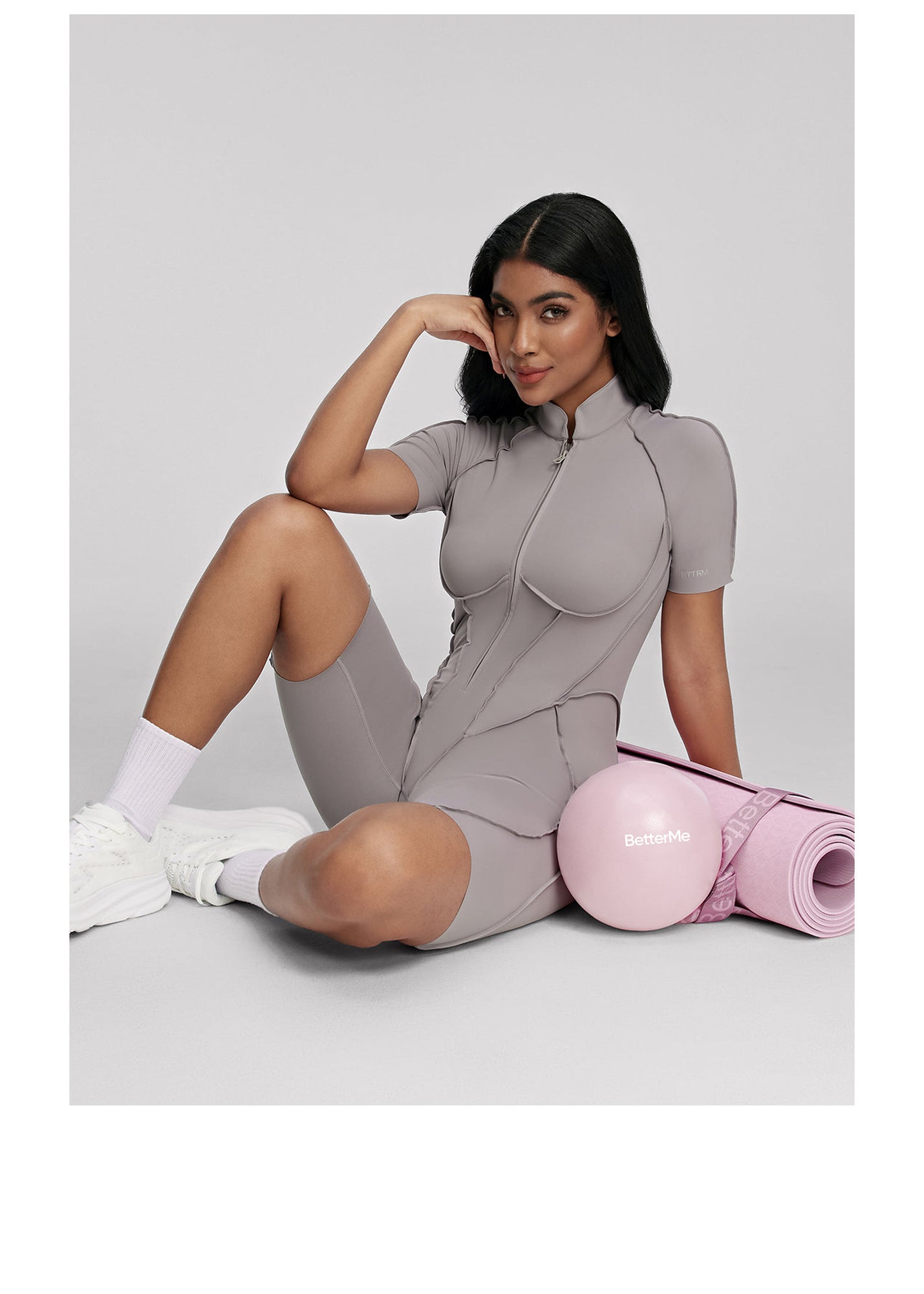 Sleek Shorts Catsuit | Cool Gray