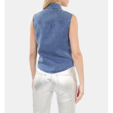 Sleeveless Blue Denim Shirt | Women | Rapiece