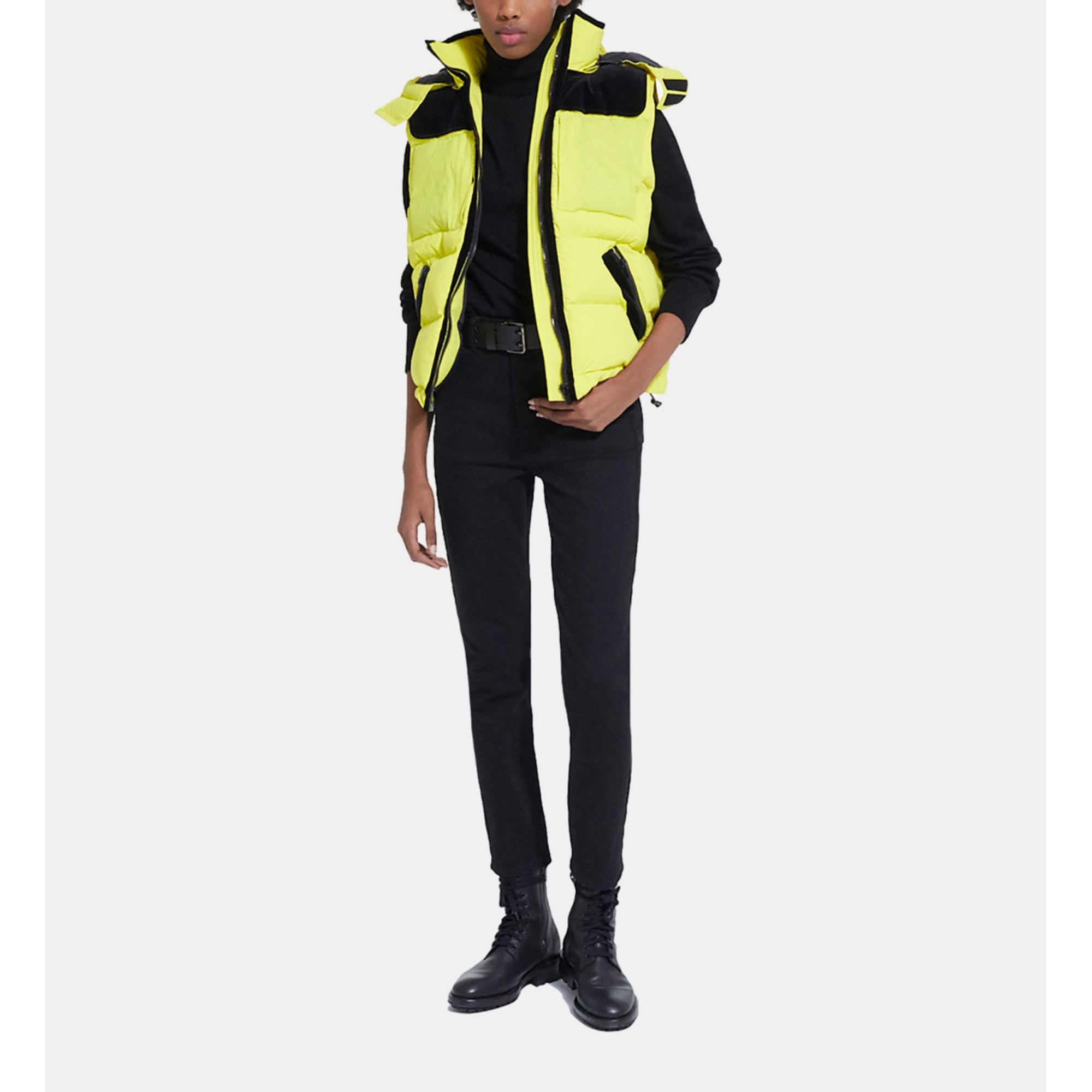 Sleeveless Down Jacket | Women | Yellow Fluo