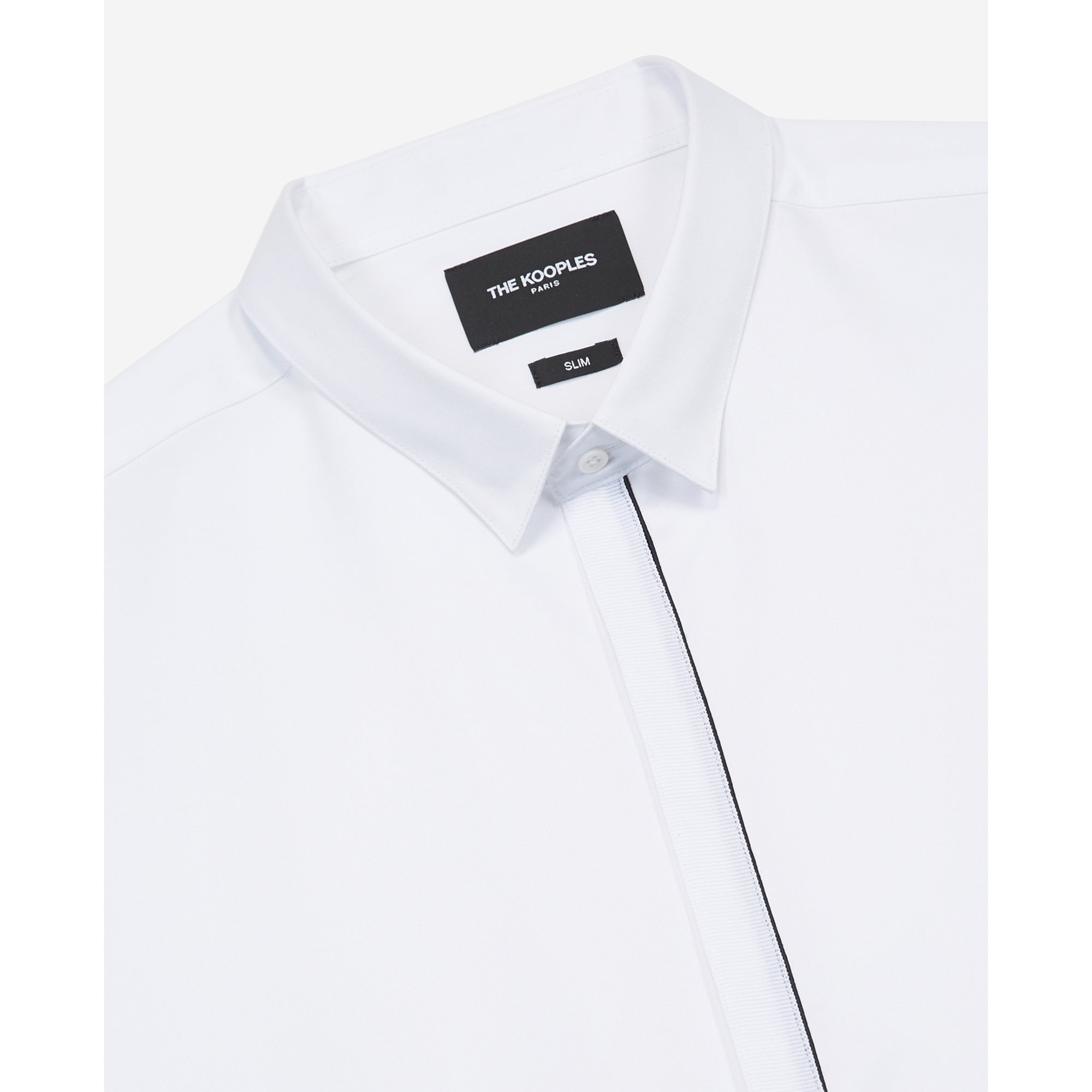 Slim Shirt With Classic Collar, Piping | Men | White