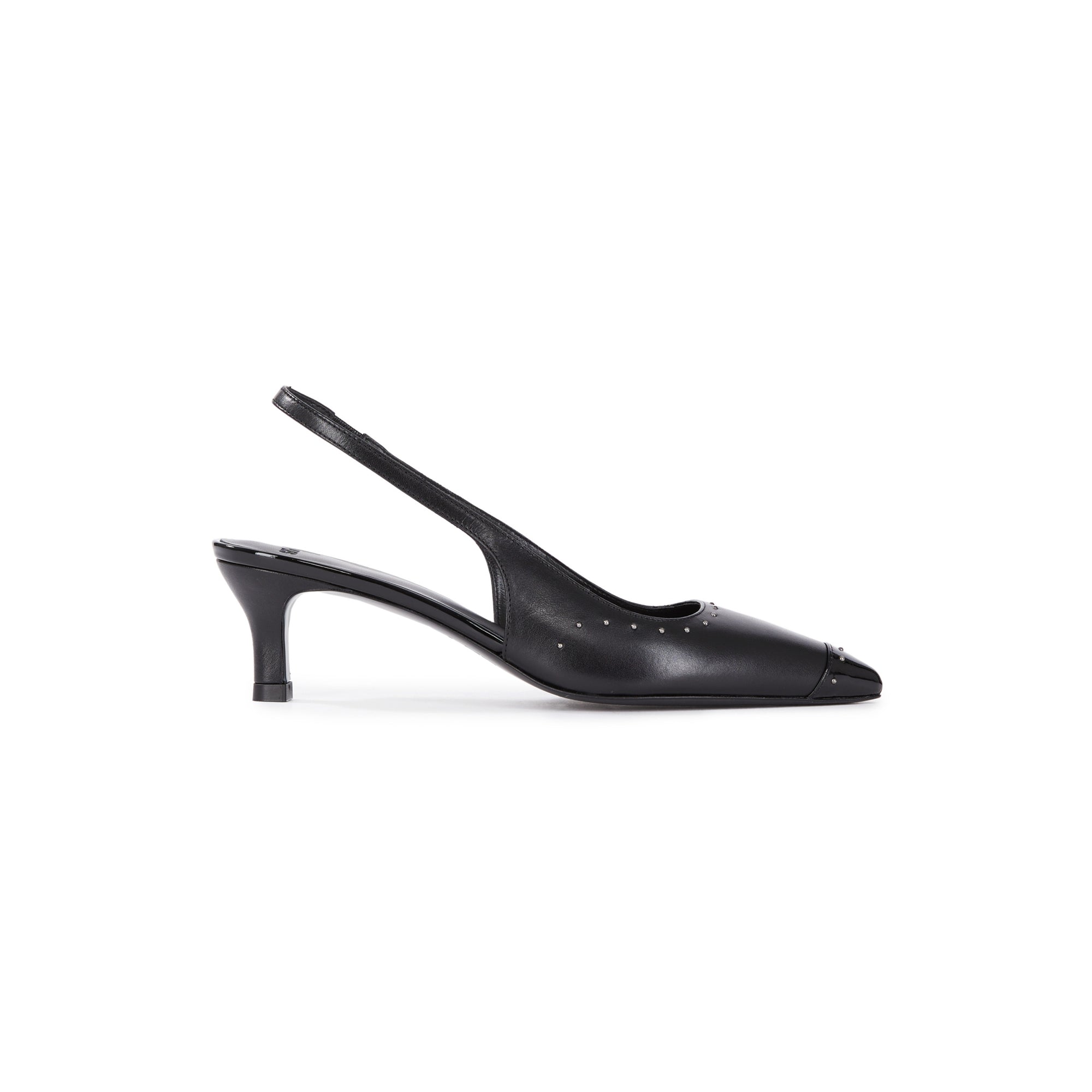 Slingback Pumps In Leather With Studs | Women | Black