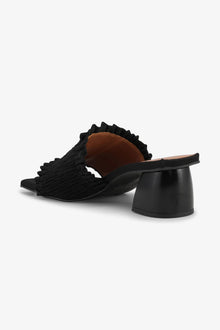 Smock Kitten Heel Mules | Black