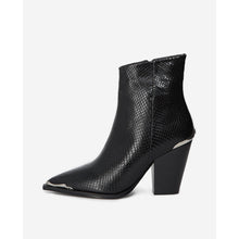 Snakeskin-Effect Leather Heeled Boots | Women | Black