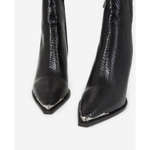 Snakeskin-Effect Leather Heeled Boots | Women | Black