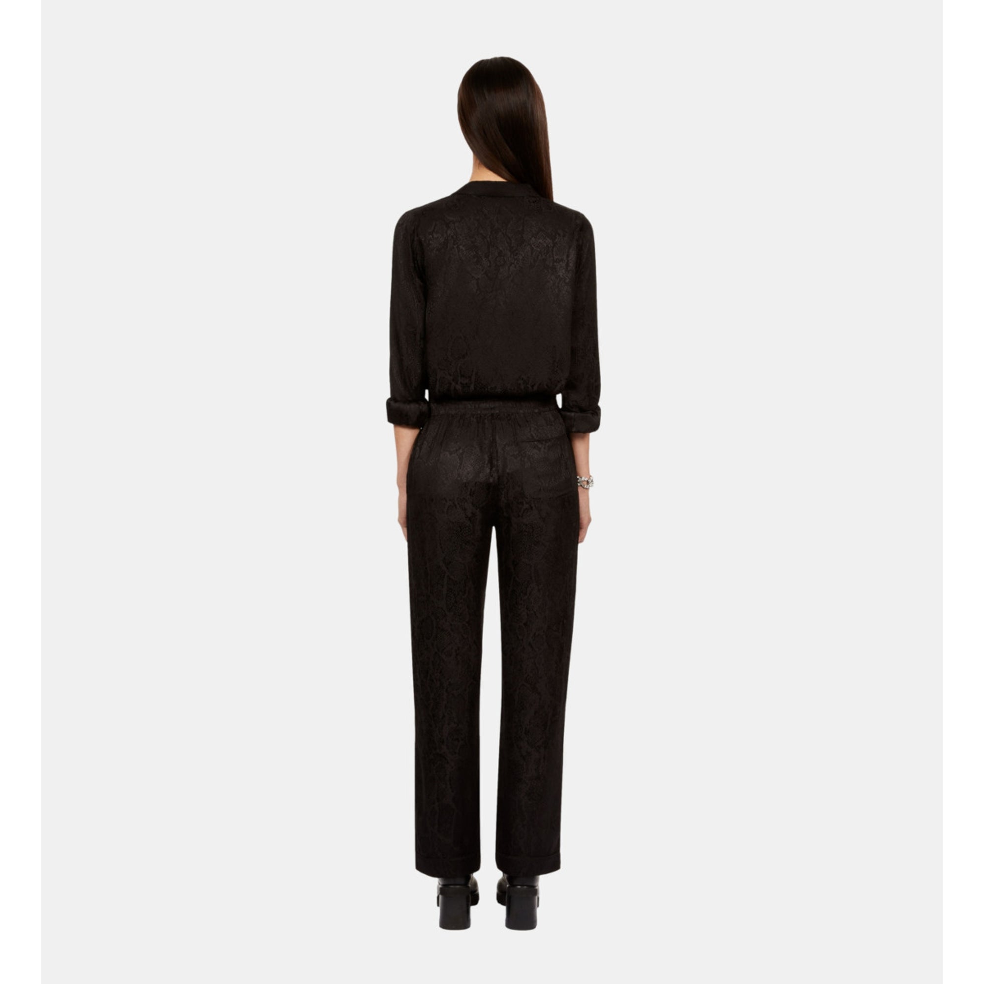 Snakeskin Jacquard Trousers | Women | Black