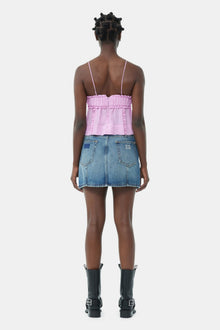 Sparkle Logo Denim Mini Skirt | Tint Wash