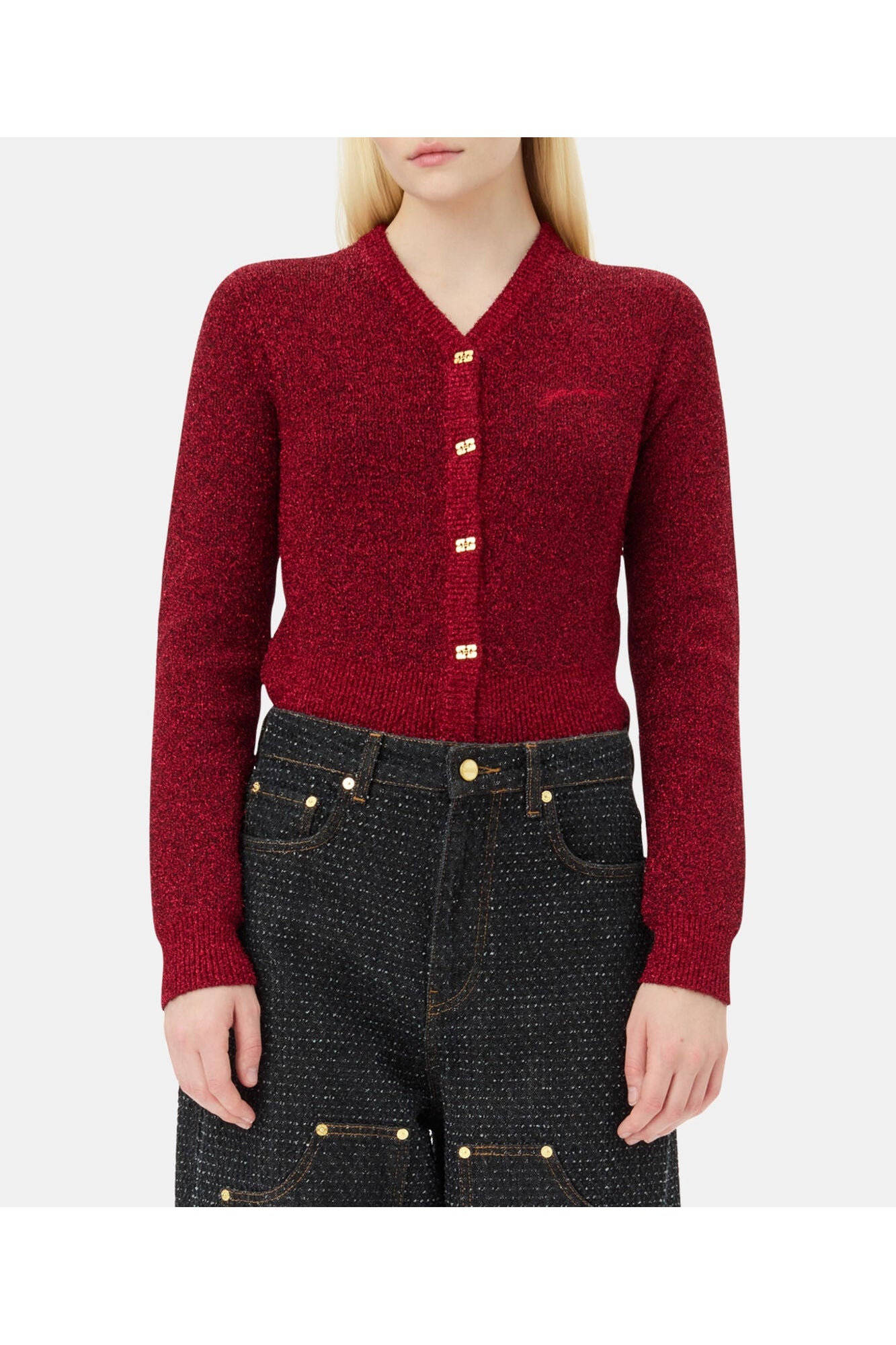 Sparkle Short Cardigan | Racing Red