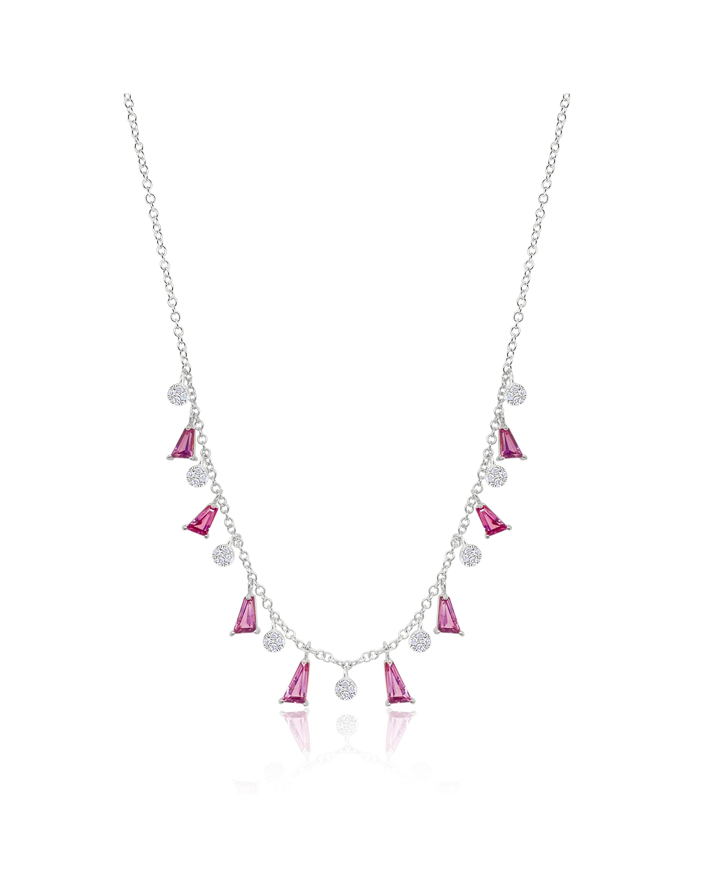Spinel Diamond Fringe Necklace | White Gold