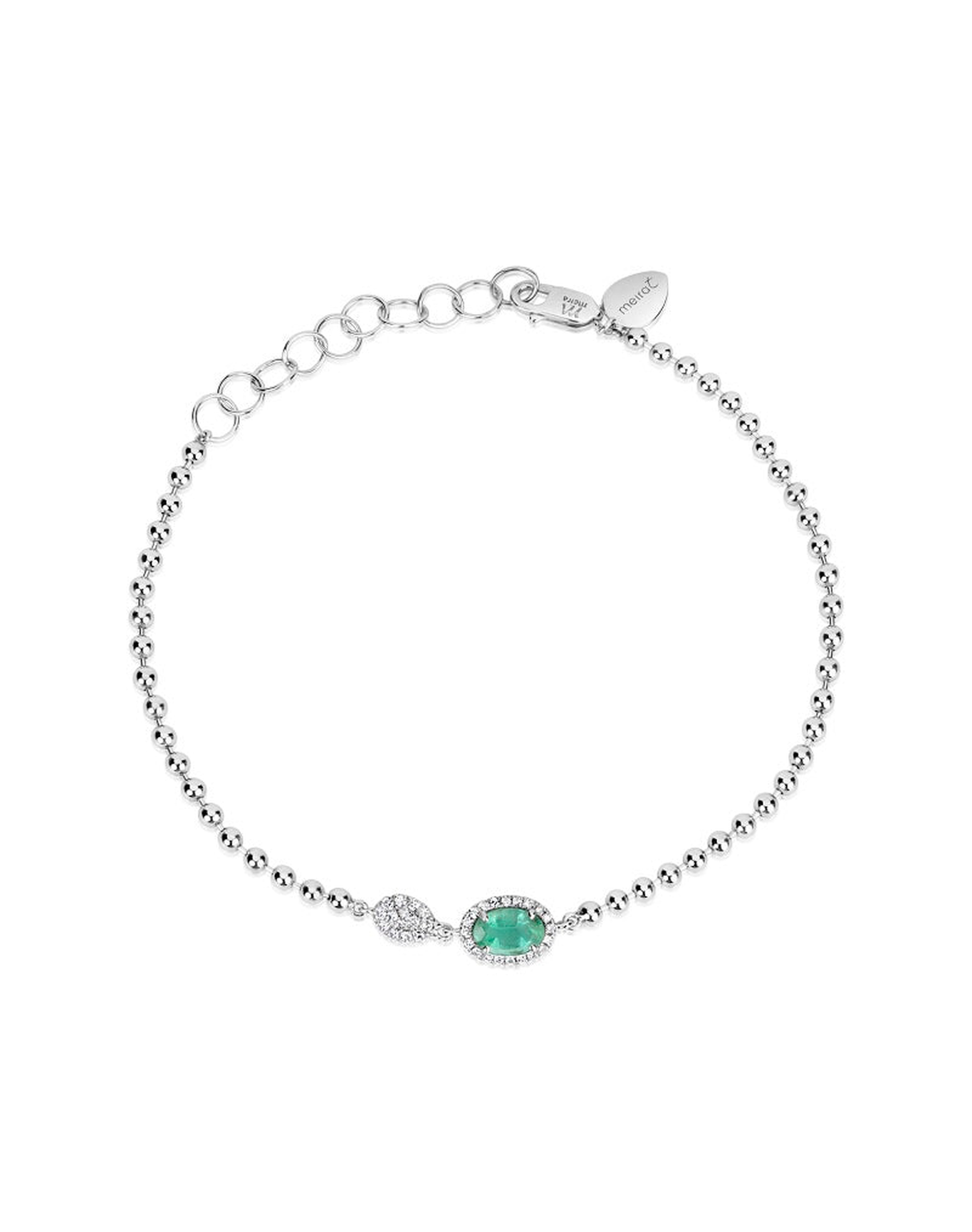 Spot Chain Emerald and Diamond Bracelet | White Gold