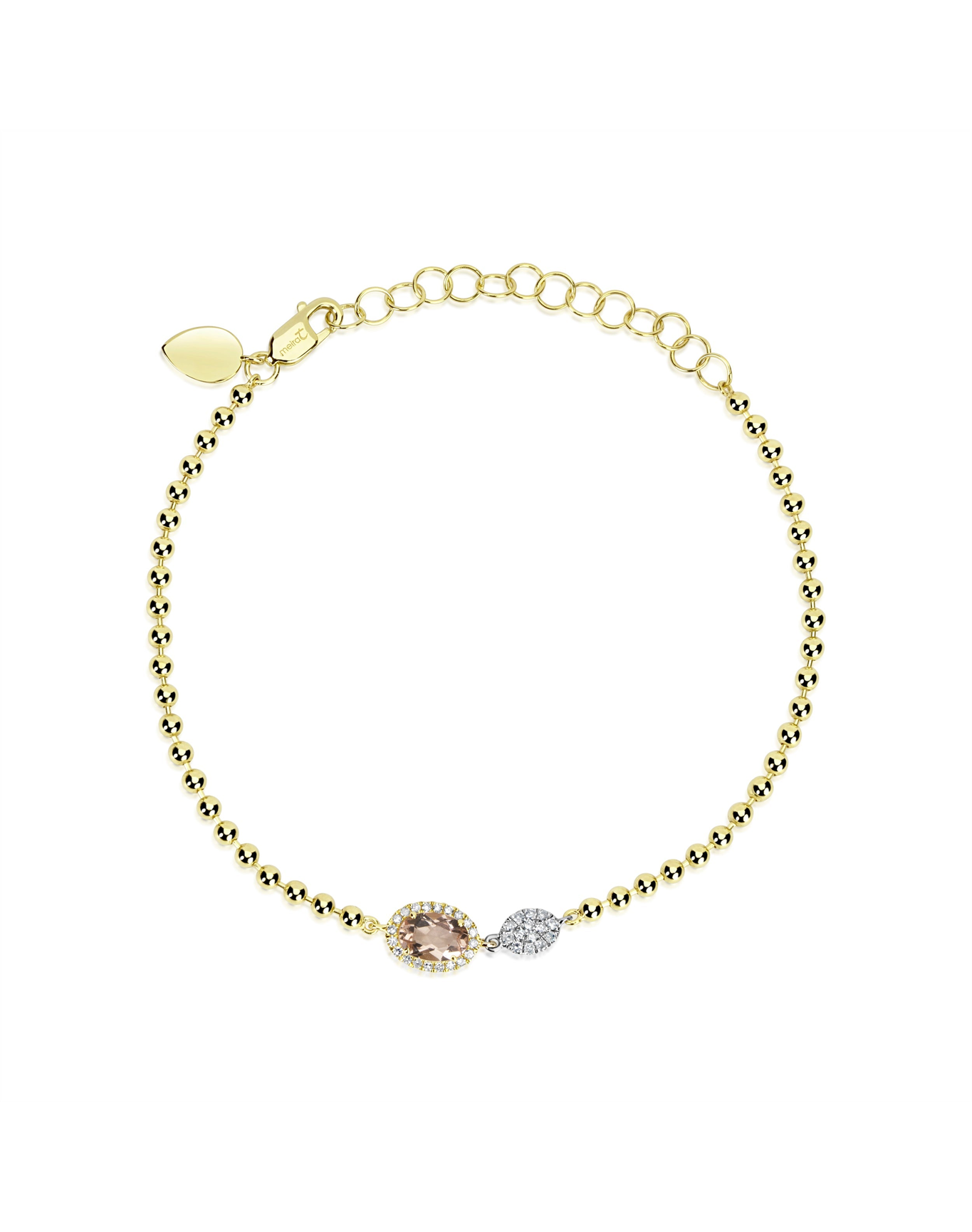 Spot Chain Morganite and Diamond Bracelet | Yellow Gold