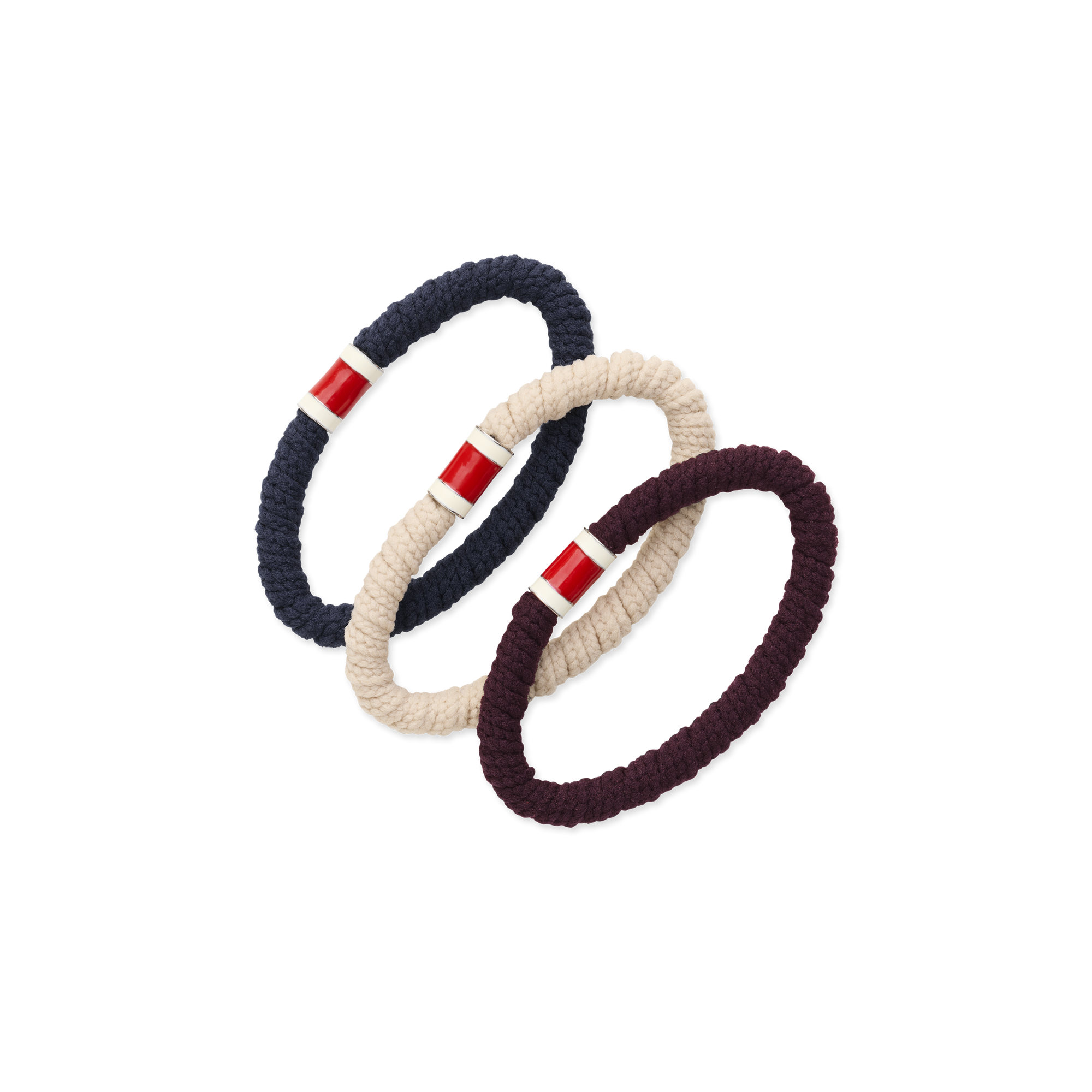 Elastic Hair Ties | Navy/Ivory/Wine