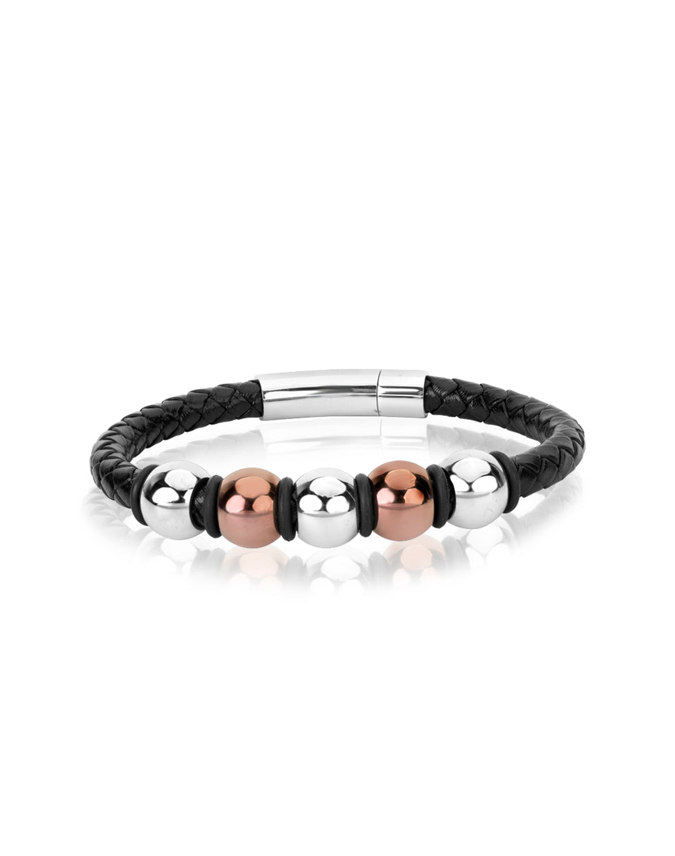 Stainless Leather Bracelet | Steel (V2)