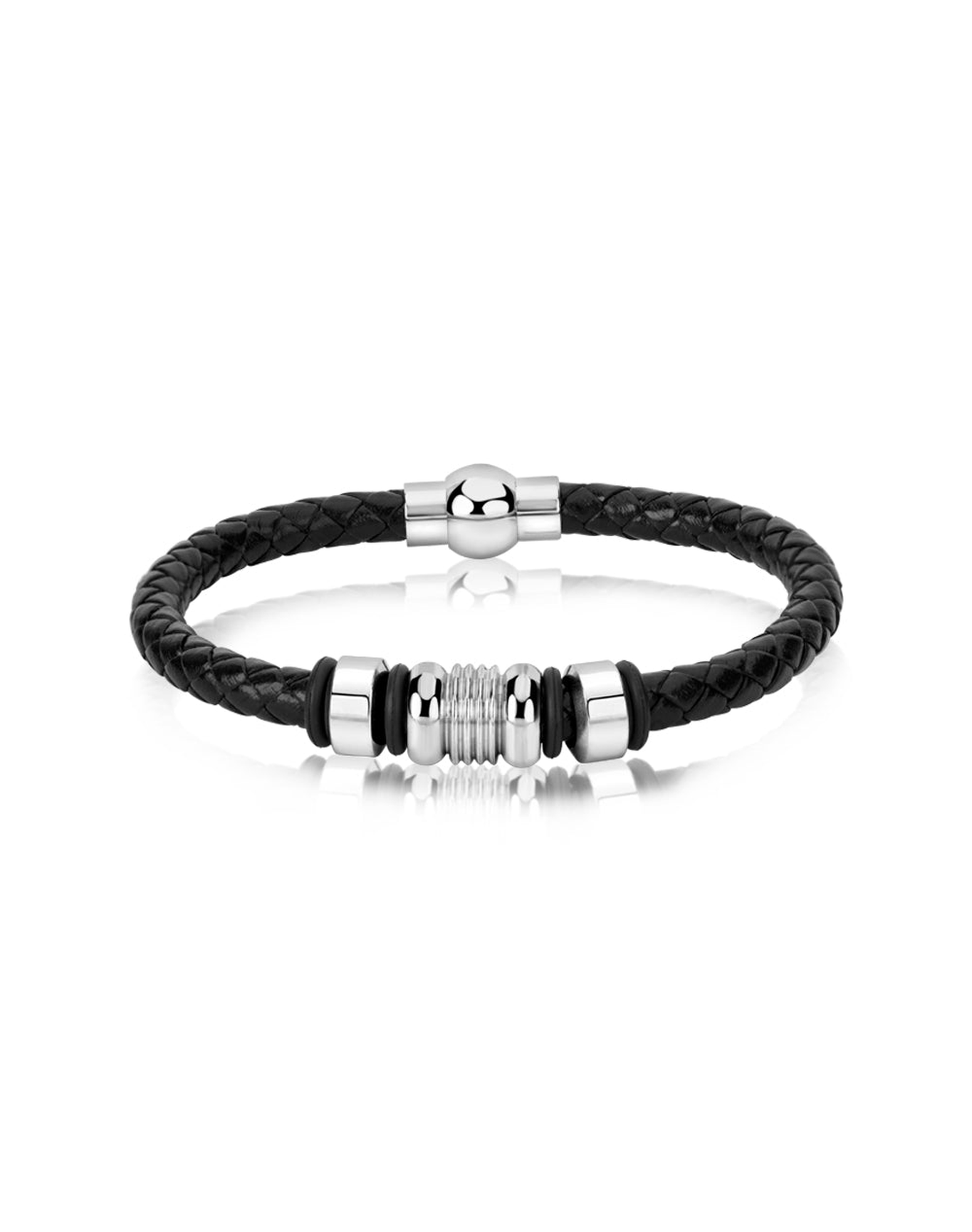 Stainless Leather Bracelet | Steel (V3)
