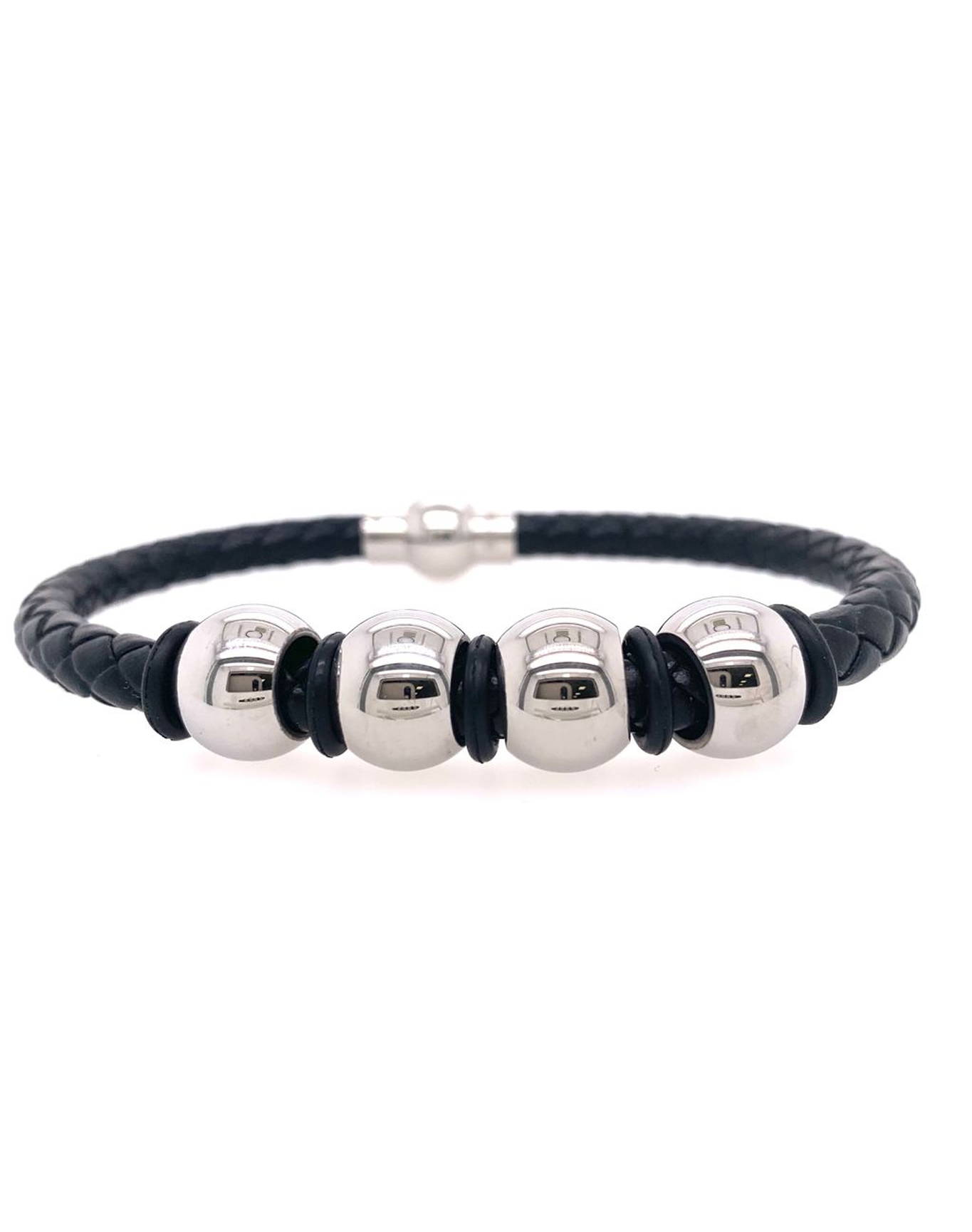 Stainless Leather Bracelet | Steel (V5)