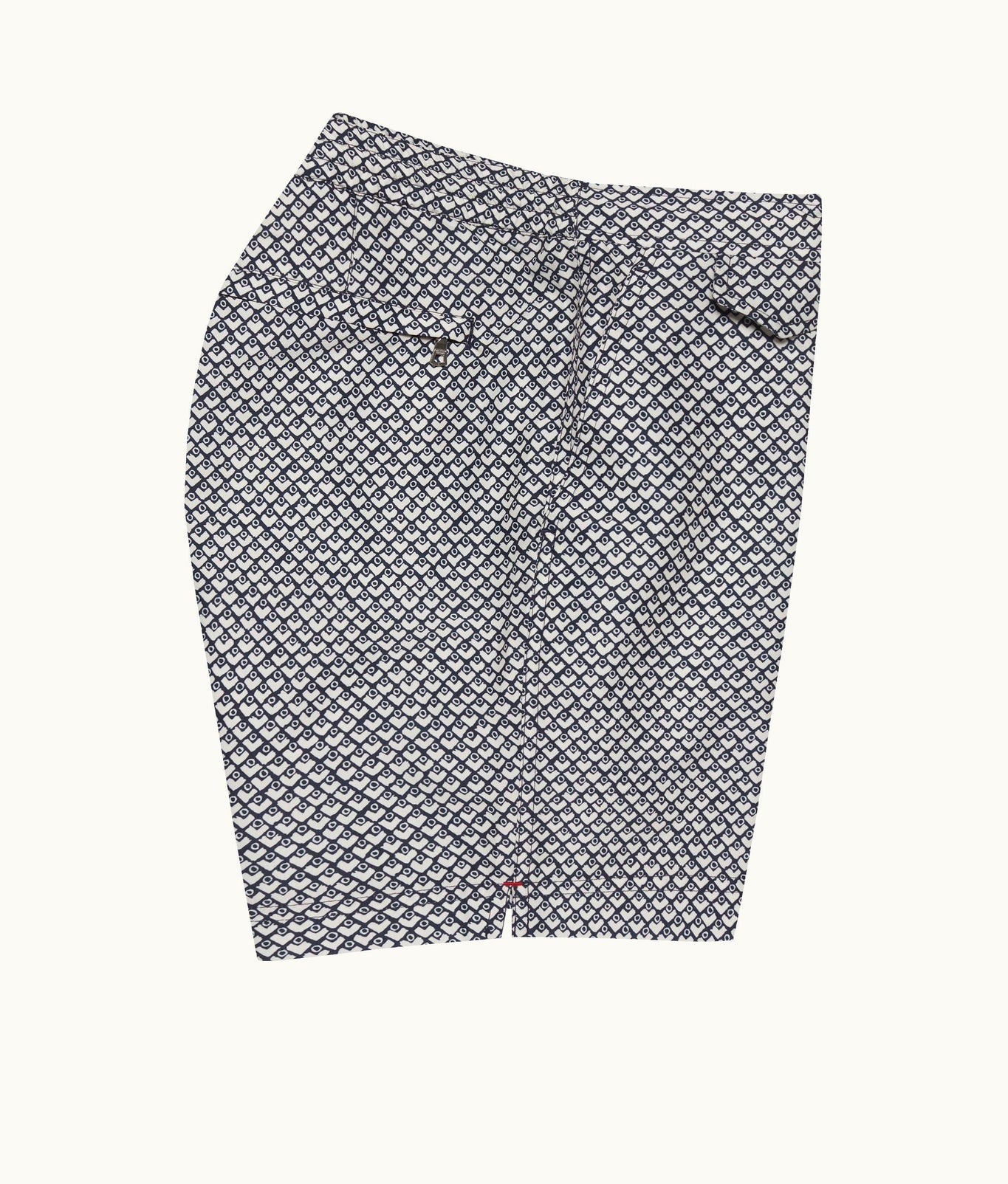 Standard Geo Print Mid-Length Drawcord Swim Shorts | Night Iris/White Sand