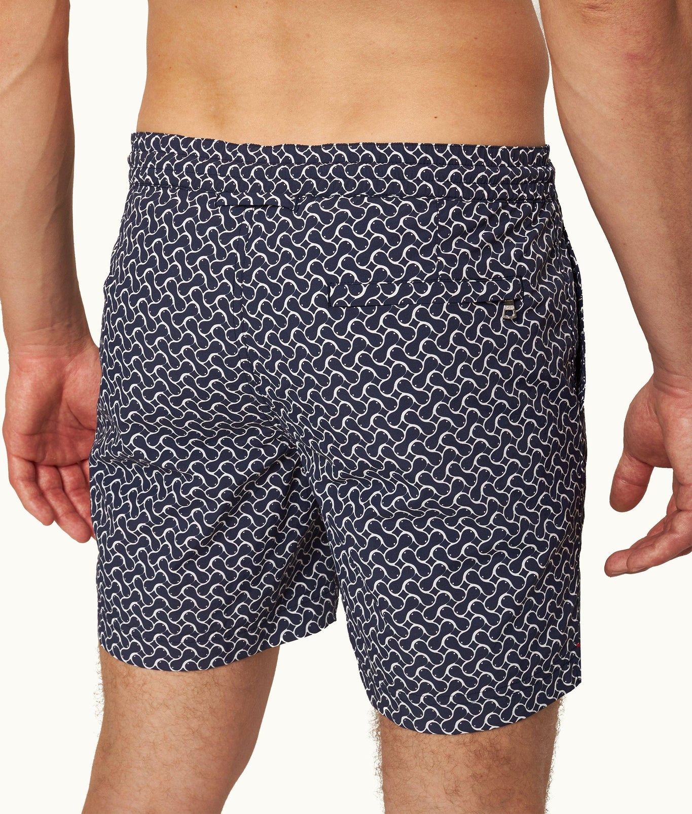 Standard Geometric Mid-Length Drawcord Swim Shorts | Midnight Navy