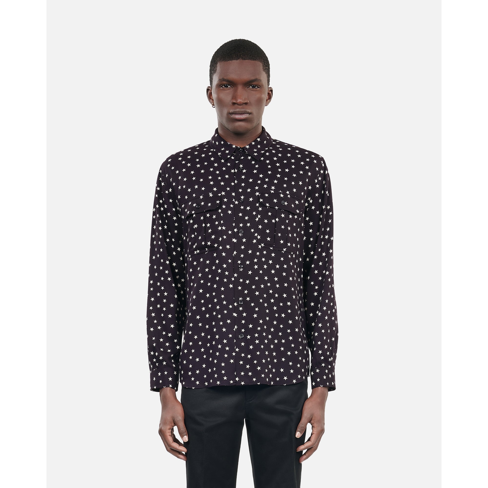 Star Printed Shirt | Men | Black x White