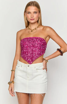 Storm Sequin Strapless Top | Pink