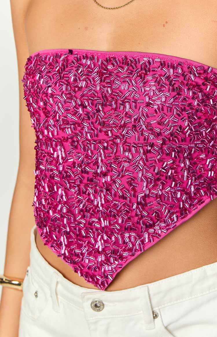 Storm Sequin Strapless Top | Pink