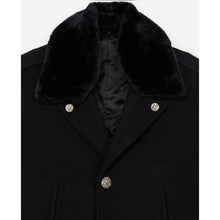 Straight Coat With Faux Fur Collar | Men | Black