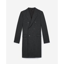 Straight-Cut Chevron Wool Coat | Men | Black Grey