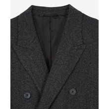 Straight-Cut Chevron Wool Coat | Men | Black Grey