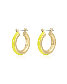 Stripe Baby Amalfi Hoops - Neon Yellow - Gold | Plated Gold