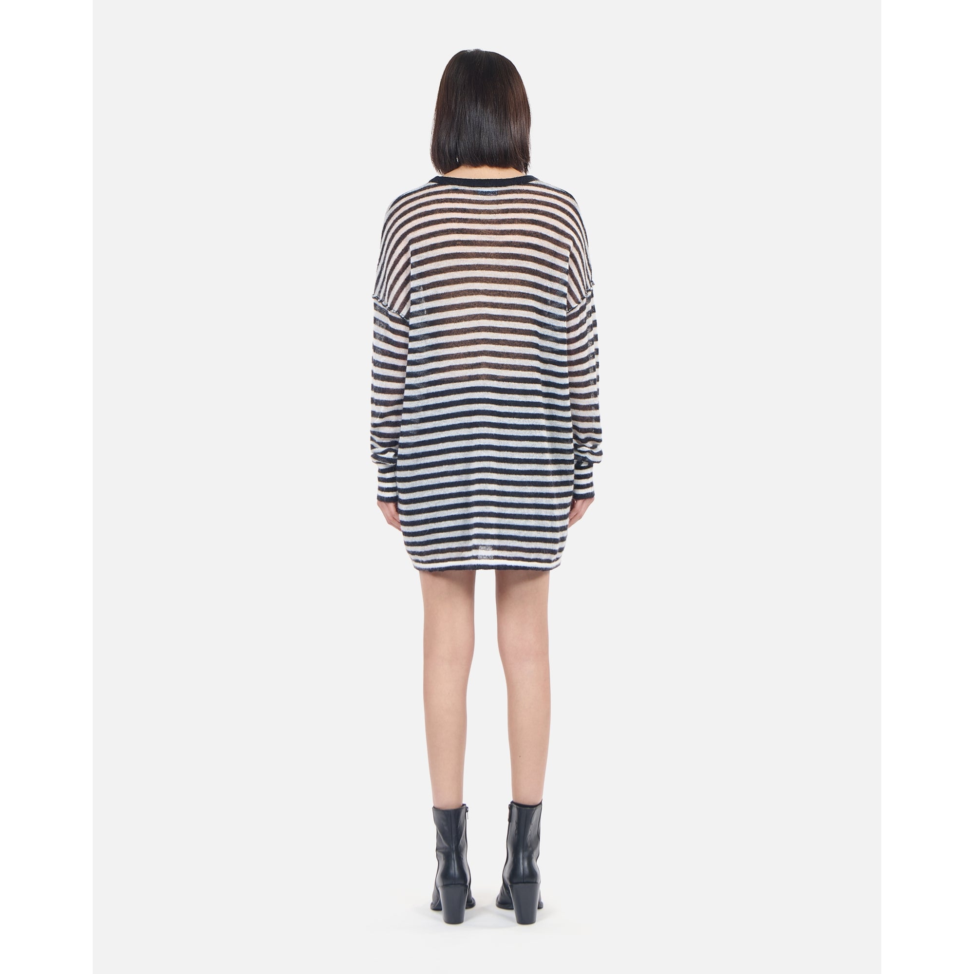 Striped Mohair And Wool Sweater | Women | Black x White