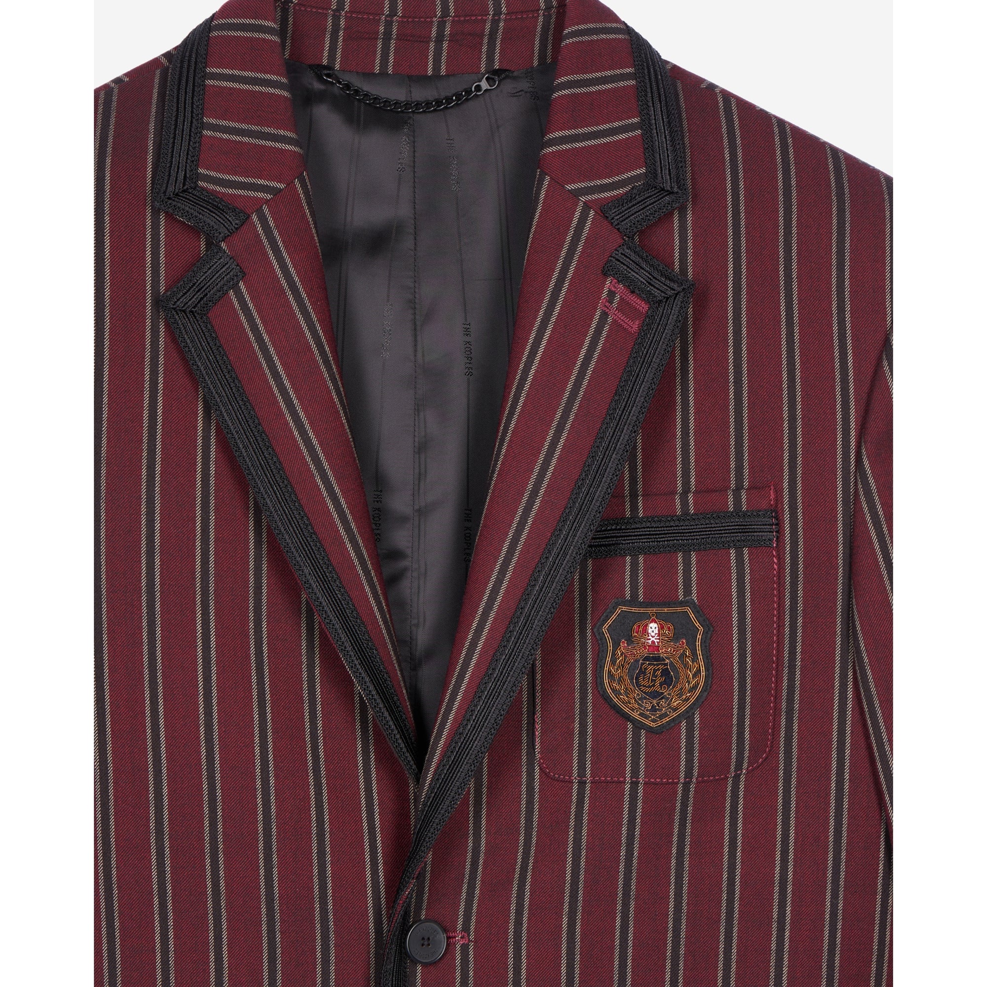 Striped Wool-Blend Jacket | Men | Black x Red