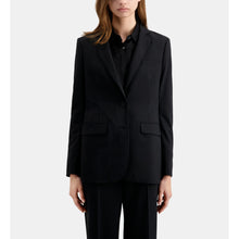 Striped Wool-Blend Suit Jacket | Women | Black x White