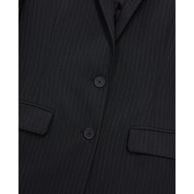 Striped Wool-Blend Suit Jacket | Women | Black x White