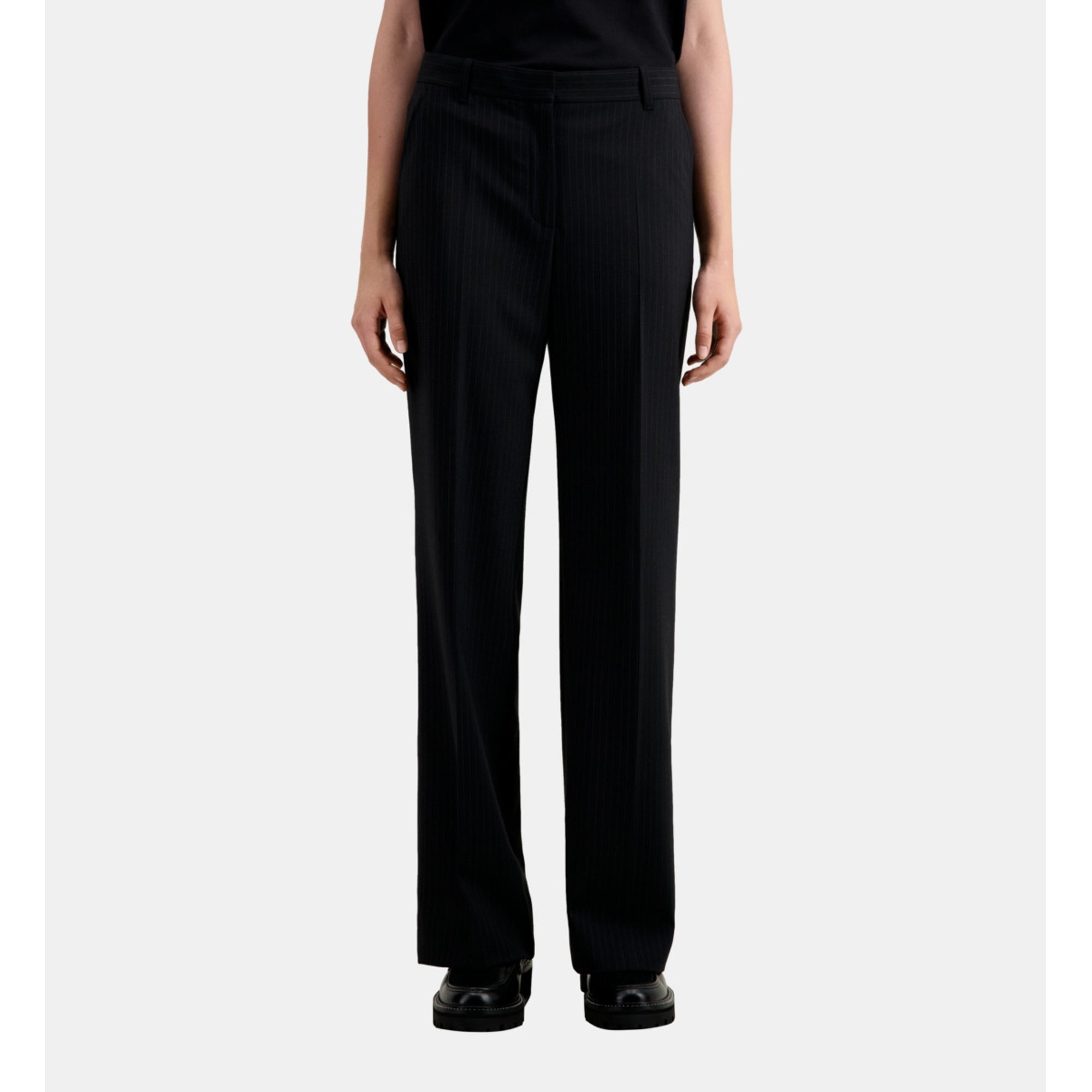 Striped Wool-Blend Suit Trousers | Women | Black x White