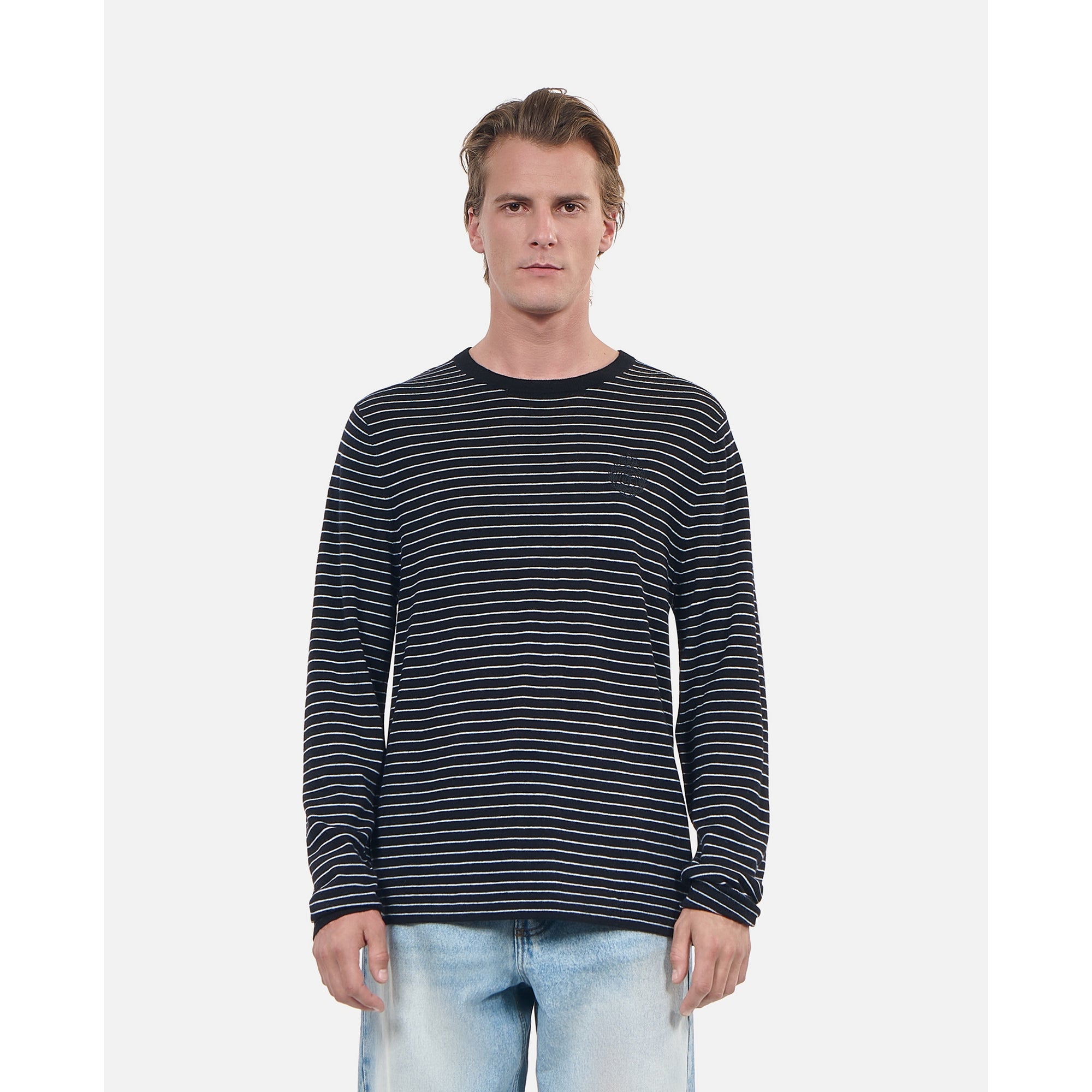 Striped Wool Sweater | Men | Black x White