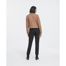 Suede Leather Zipped Biker Jacket | Women | Camel