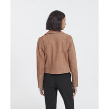 Suede Leather Zipped Biker Jacket | Women | Camel