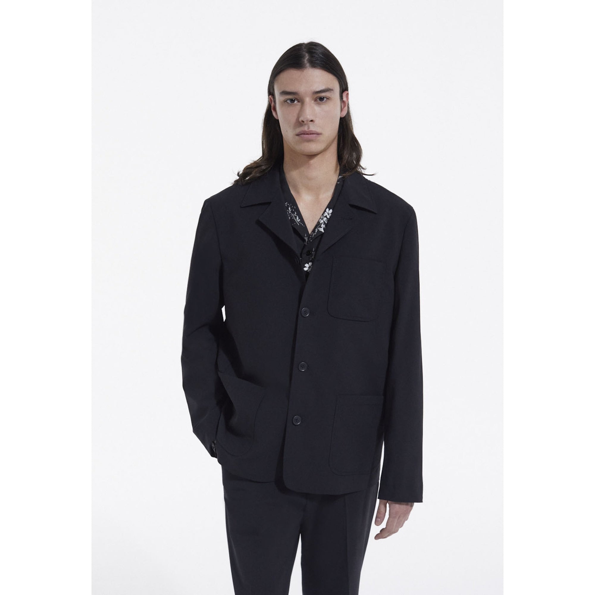 Summer Wool Suit Jacket | Men | Black