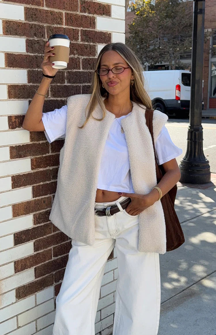 Summi Teddy Fleece Vest | Cream