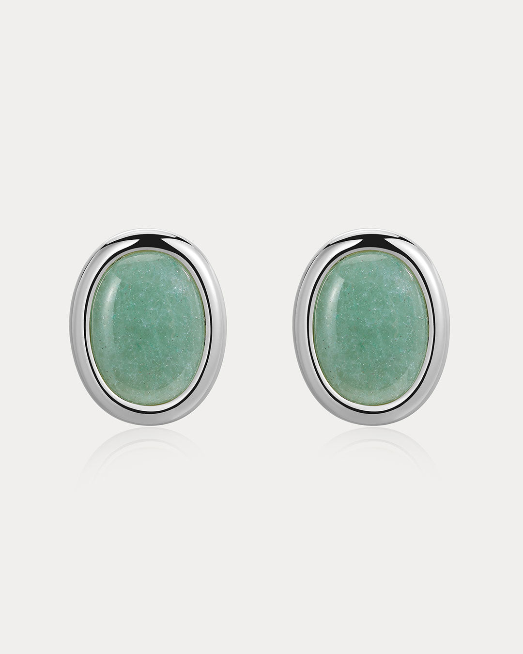 Sunset Stone Studs | Silver | Green Jade