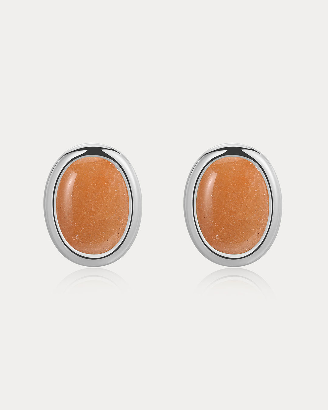 Sunset Stone Studs | Silver | Natural Aventurine