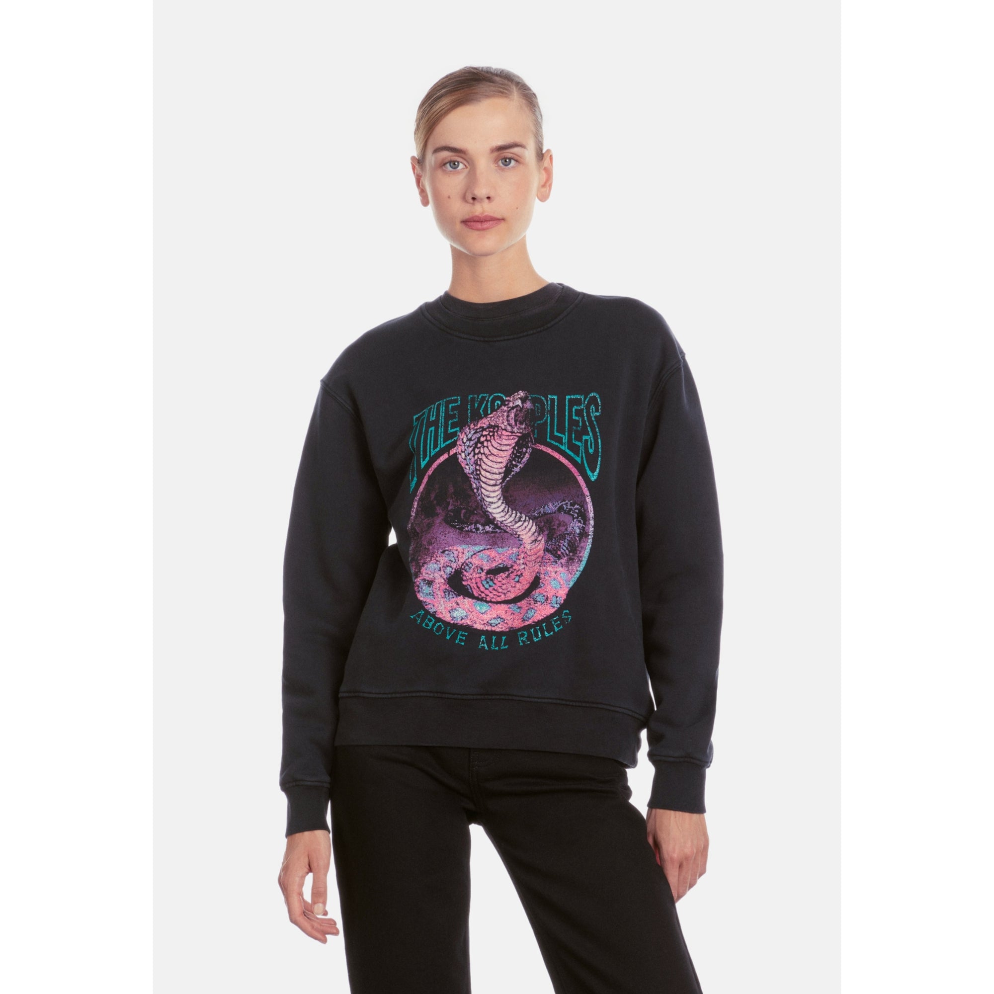 Sweatshirt With Cobra Serigraphy | Women | Black Washed