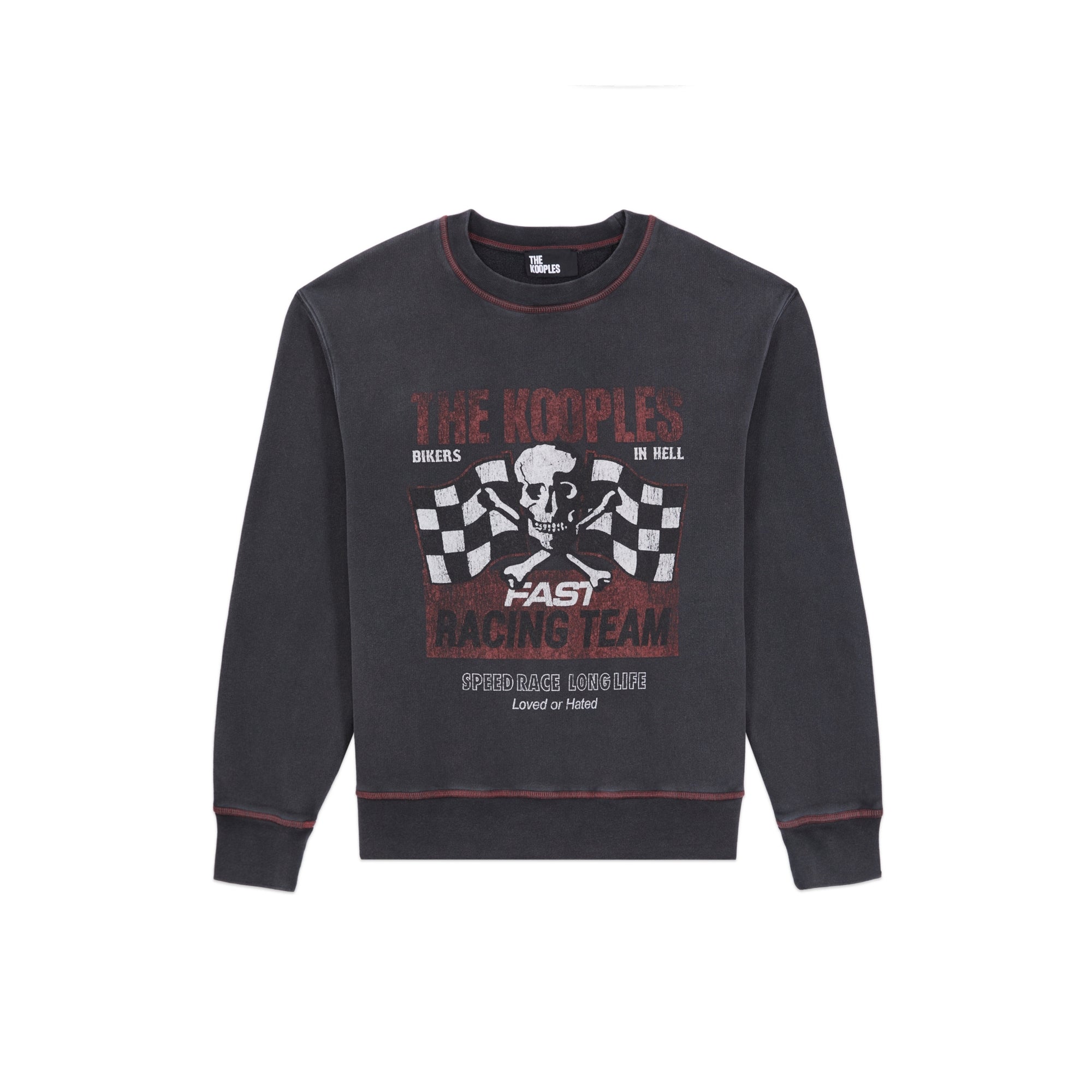 Sweatshirt With Racing Skull Serigraphy | Women | Black Washed