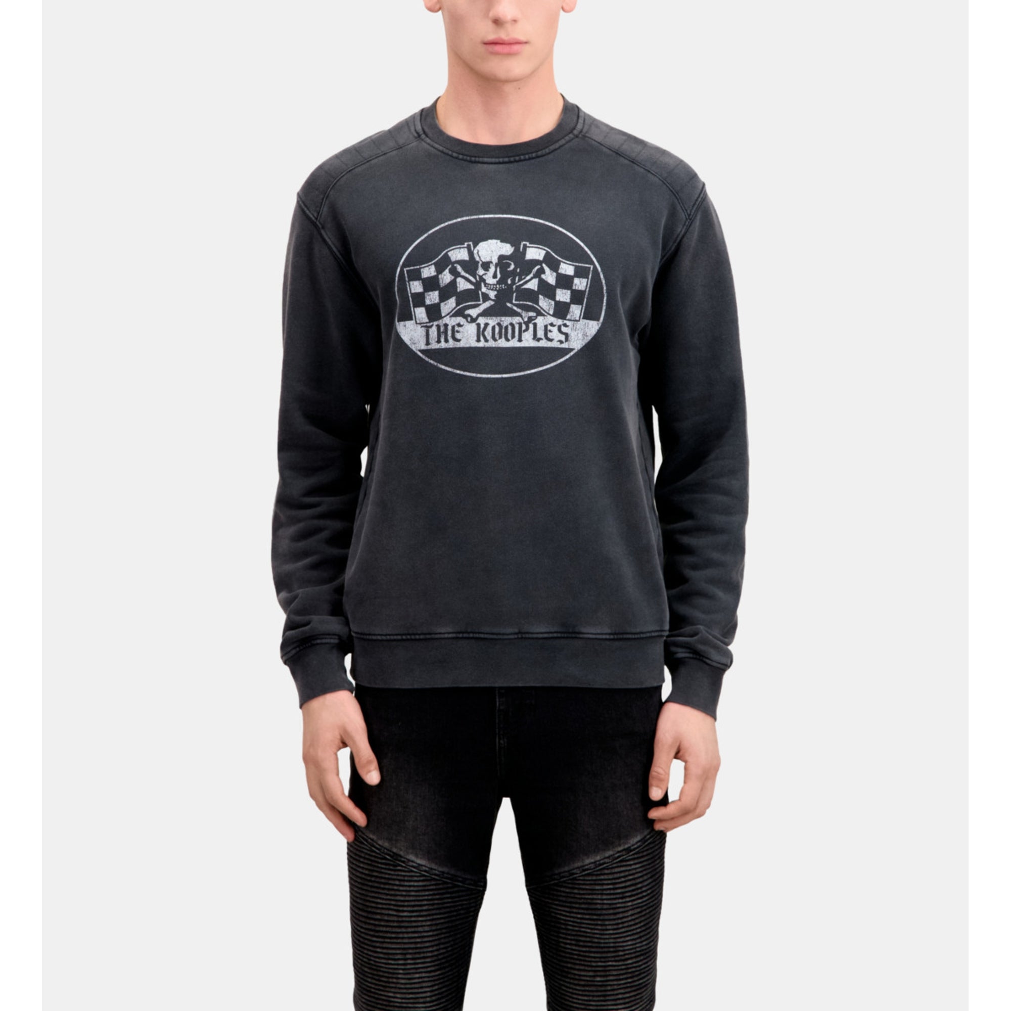 Sweatshirt With Racing Skull Serigraphy | Men | Black Washed