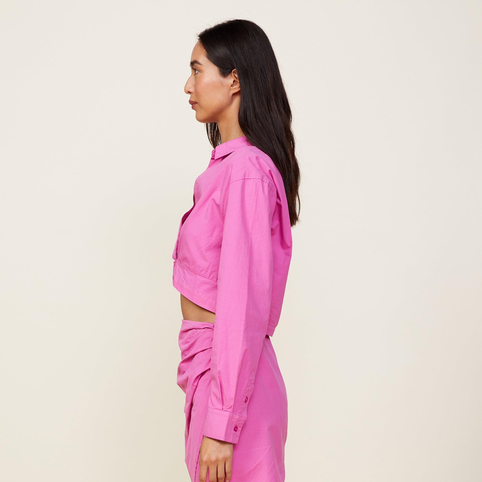 Poplin Front Twist Shirt | Women | Violet Pink