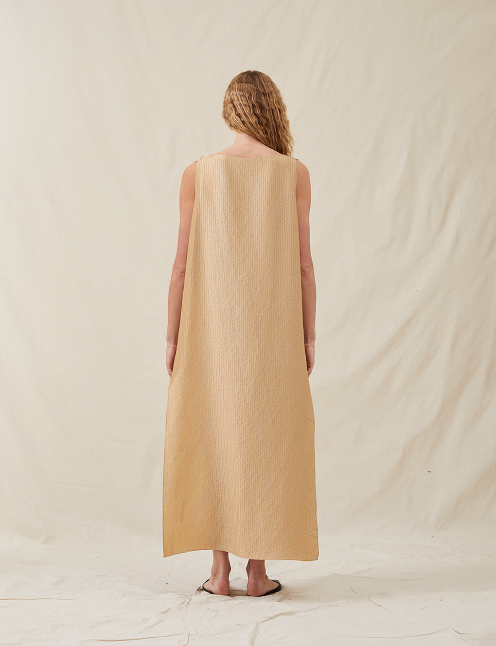 Womens | The Fluid Cape Dress In Wave Stripe | Copper