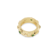 gold emerald solitaire band ring