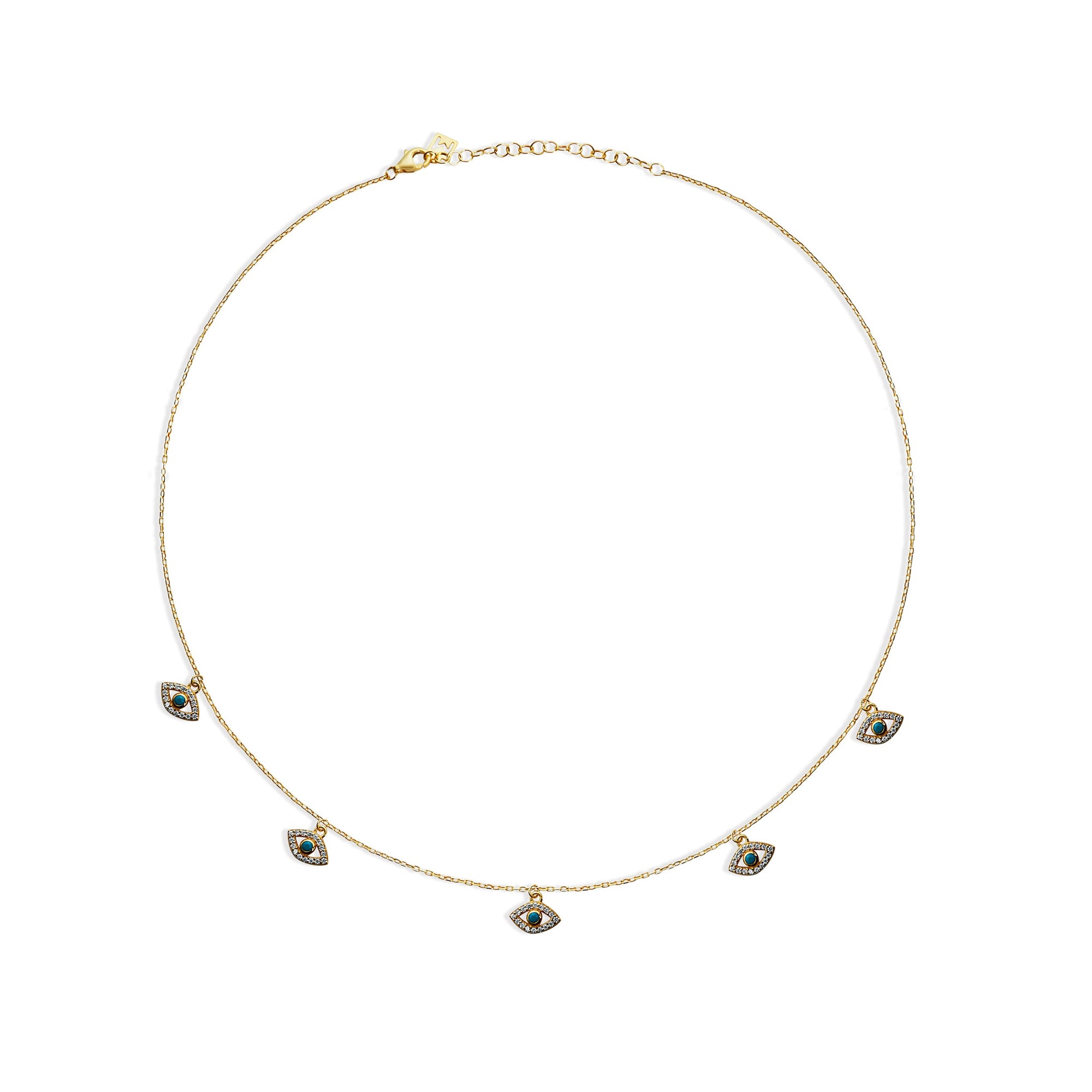 The Evil Eye Pave' Charm Collar Necklace | 18KT Gold Vermeil