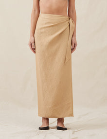 Womens | The Sarong Skirt In Wave Stripe | Copper
