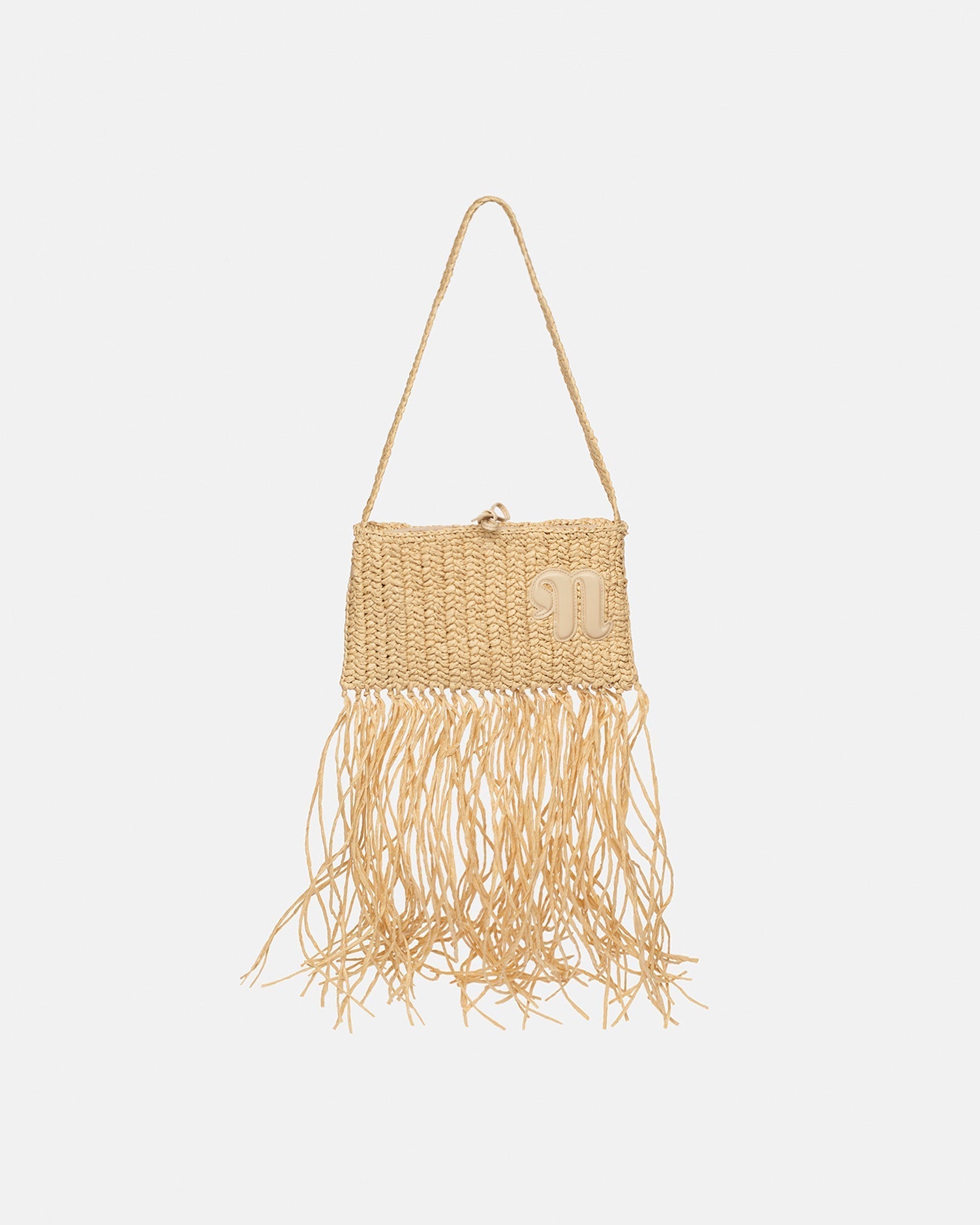 Womens | The Fringe Bag Fringed Raffia Shoulder Bag | Naturalalmond