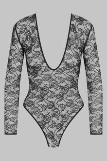 V-neck thong bodysuit - Flashback | Black