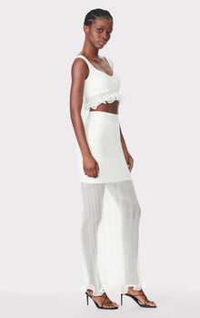 Sheer Layered Maxi Skirt With Ruffle | Alabaster